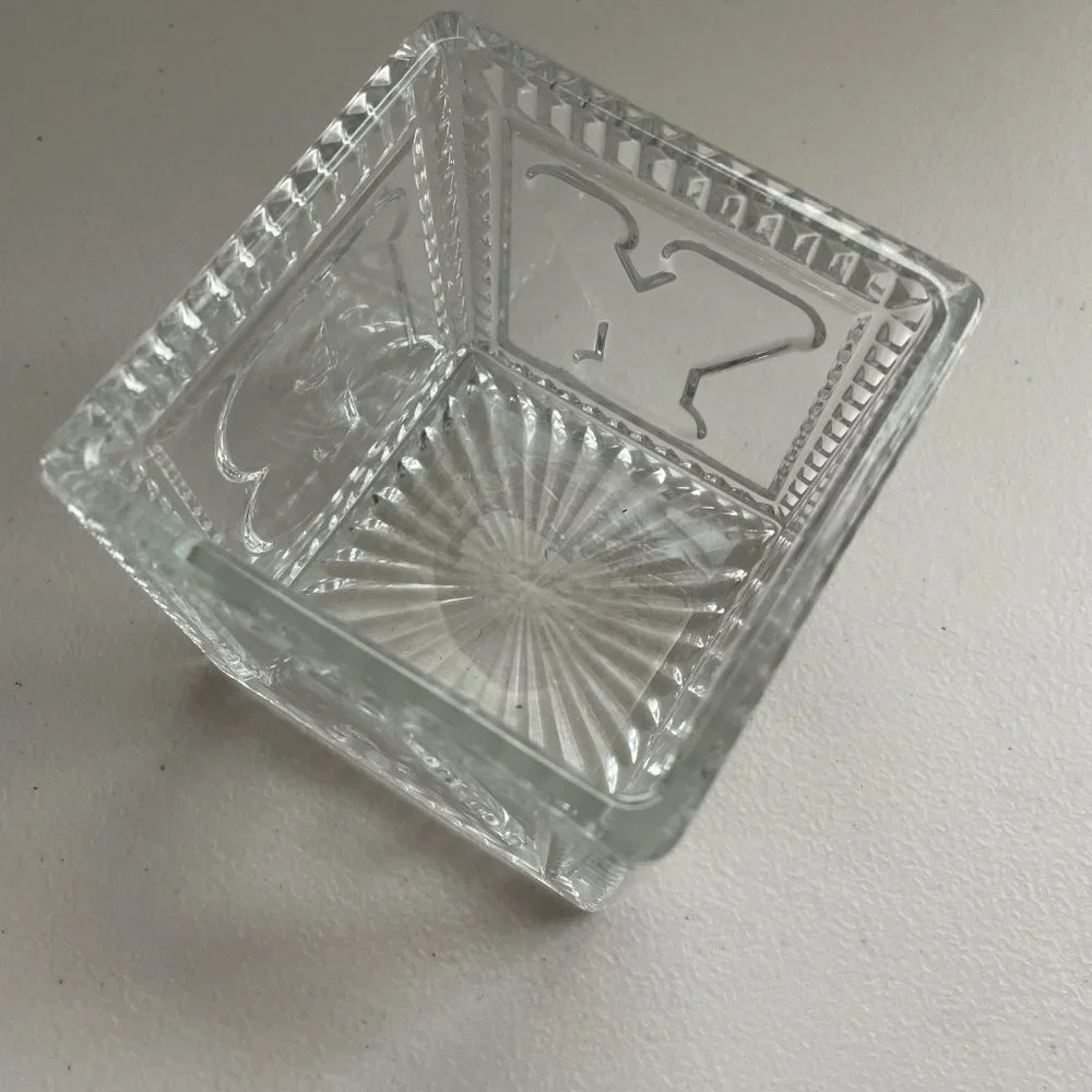 Vintage ABC Crystal Glass Holder Cube 3.5”